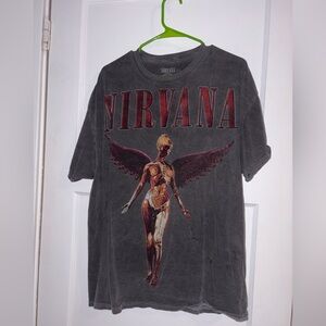 NIRVANA Gray T-Shirt with Red Graphic
